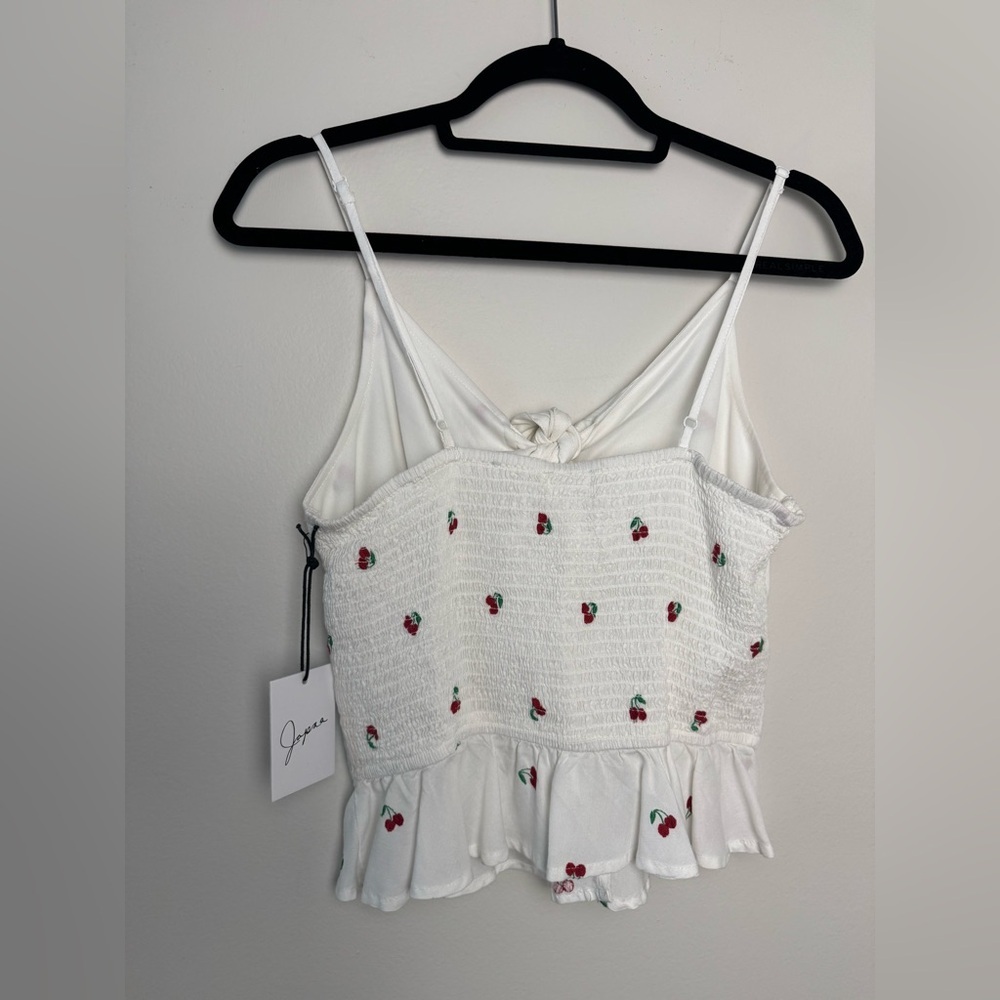 Japna White Crop Top Cherries Size Medium NWT - Picture 4 of 5